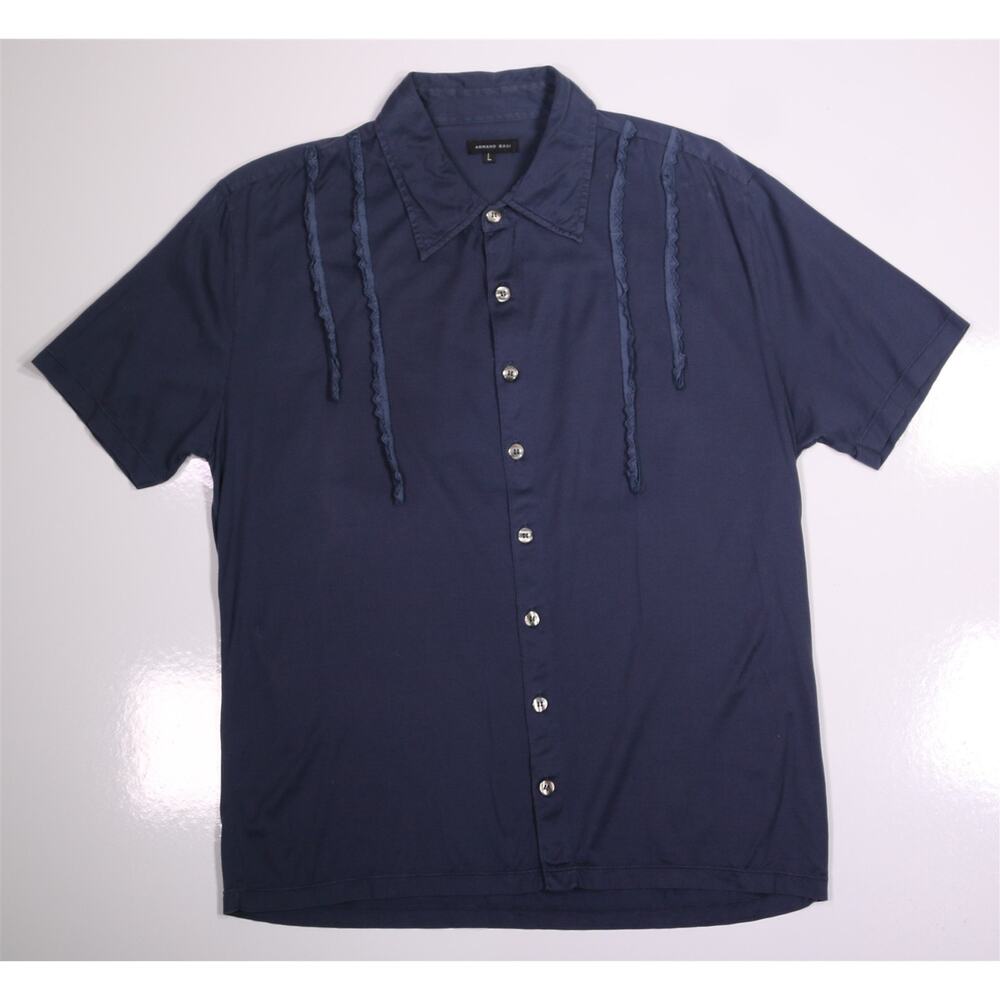 Armand Basi Men's Navy Blue Short Sleeve Button Up Shirt Large